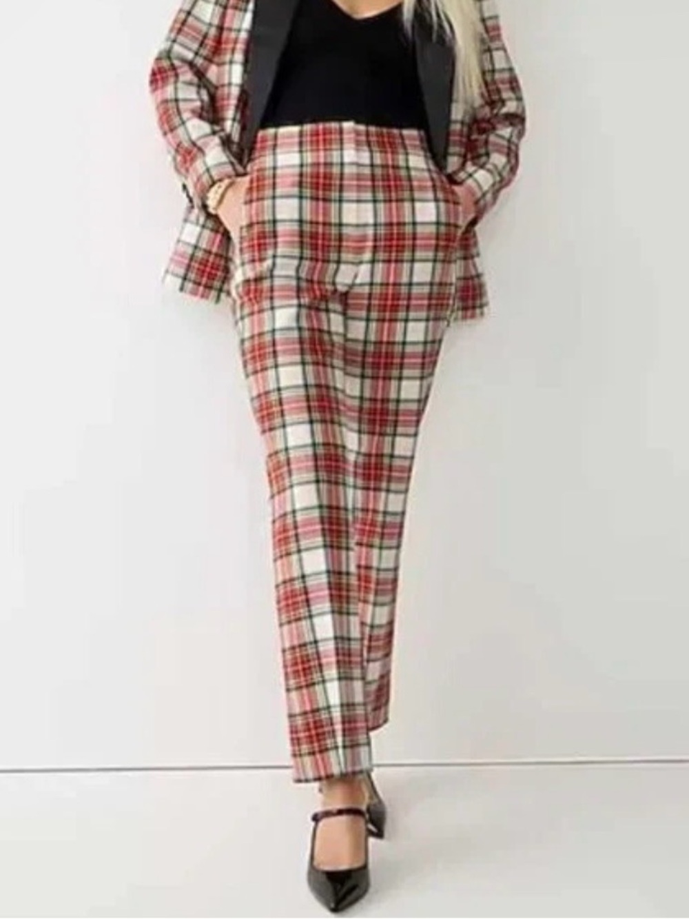 J.Crew Willa Cropped Flare Pant Snowy Stewart Tartan Wool Size 8T